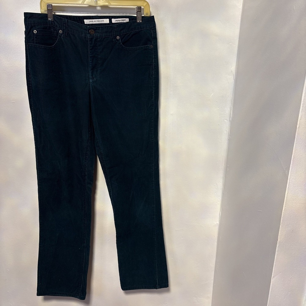 Jones New York Jeans Corduroy Women's 12x 31 Pant TEAL Blue Lexington Straight
